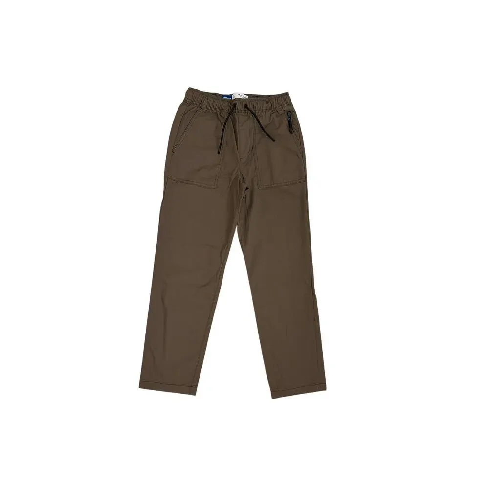 Old Navy Tech Taper Drawstring Pants Brown Quick Dry Youth Large 10/12